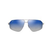 Maui Jim Keawawa DBS620-17 Shiny Silver w Dark Blue / Dual Mirror Blue to Silver Polarised Lenses