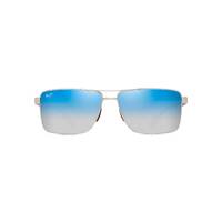 Maui Jim Piha DBS621-17 Matte Silver w Brown / Dual Mirror Blue to Silver Polarised Lenses