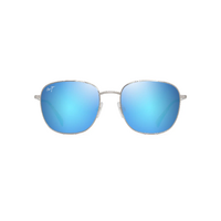 Maui Jim Olali Asian Fit B657-17B Shiny Silver w Blue & Green / Blue Hawaii Polarised Lenses