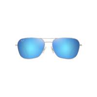 Maui Jim Naauao B675-17B Shiny Silver w Blue & Green / Blue Hawaii Polarised Lenses