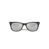 Ray-Ban Junior RJ9052S 7028Y4-47 New Wayfarer Rubber Black / Green Silver Mirror Lenses