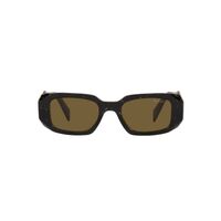 Prada PR17WS 19D01T-49 Black w Yellow Marble / Dark Brown Lenses