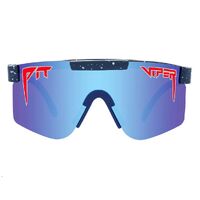 Pit Viper The Basketball Team Single Wide Navy and Red / Blue Mirror Polarised Lenses