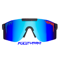 Pit Viper The Absolute Liberty Double Wide Black Blue w Red Splatter / Blue Revo Polarised Lenses