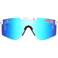 Pit Viper The Absolute Freedom Double Wide White Blue w Red Splatter / Blue Revo Polarised Lenses