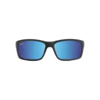 Maui Jim Kanaio Coast Readers MR766-037 Matte Soft Black w White & Blue / Blue Hawaii Polarised Lenses 