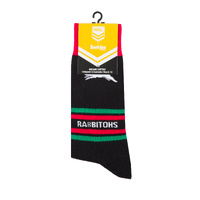 Foot-ies NRL South Sydney Rabbitohs Organic Cotton Socks Stripes Black/Red/Green Size 8 to 13