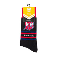 Foot-ies NRL Sydney Roosters Organic Cotton Socks Stripes Black/Red/Blue Size 8 to 13