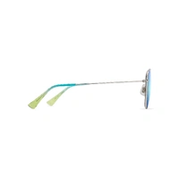 Maui Jim ‘Olali Asian Fit B657-17B Shiny Silver w Blue & Green / Blue Hawaii Polarised Lenses