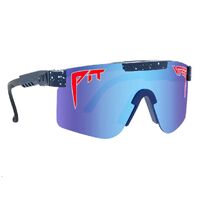 Pit Viper The Basketball Team Single Wide Navy and Red / Blue Mirror Polarised Lenses