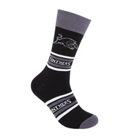 Foot-ies NRL Penrith Panthers Organic Cotton Socks Stripes Black/Grey/White Size 8 to 13