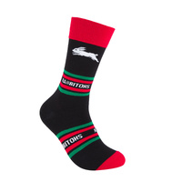 Foot-ies NRL South Sydney Rabbitohs Organic Cotton Socks Stripes Black/Red/Green Size 8 to 13