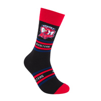 Foot-ies NRL Sydney Roosters Organic Cotton Socks Stripes Black/Red/Blue Size 8 to 13