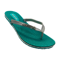 Rockettes Platinum Weave Thongs Aqua & Silver Available In A Variety Of Sizes