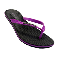 Rockettes Platinum Weave Thongs Black & Mauve Available In A Variety Of Sizes