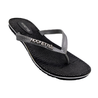 Rockettes Platinum Weave Thongs Black & Silver Available In A Variety Of Sizes