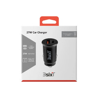 3SIXT Car Charger 27W USB-C + USB-A QC 2.0 Black