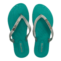 Rockettes Platinum Weave Thongs Aqua & Silver Available In A Variety Of Sizes