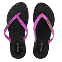 Rockettes Platinum Weave Thongs Black & Mauve Available In A Variety Of Sizes