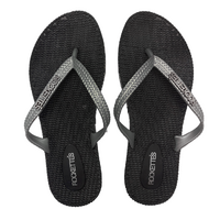 Rockettes Platinum Weave Thongs Black & Silver Available In A Variety Of Sizes