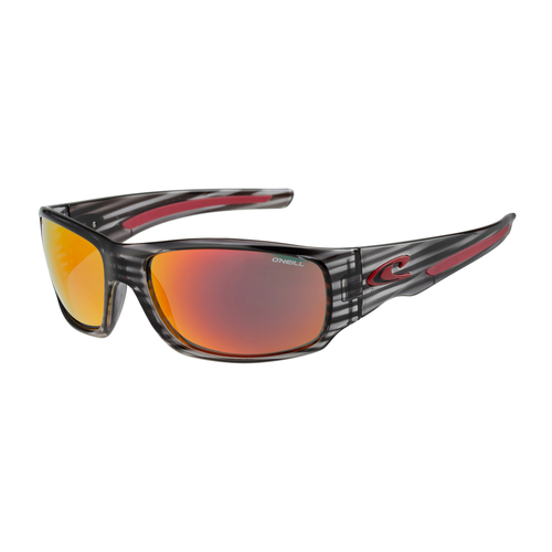 O'Neill ONS Zepol 2.0 182P Gloss Grey Stripes w Red / Red Mirror Polarised Lenses