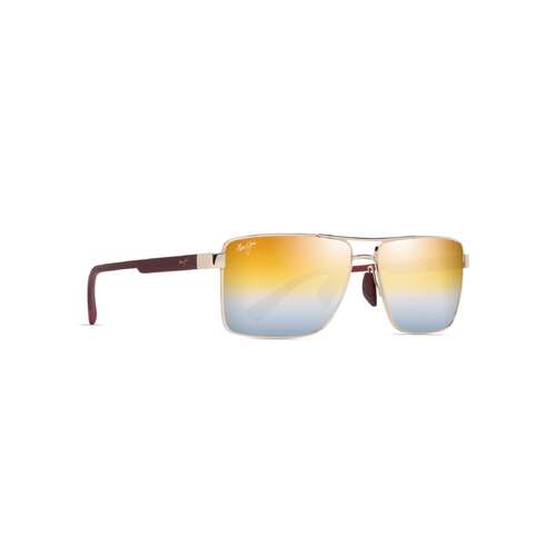 Maui Jim Piha DGS621-16 Shiny Gold w Burgundy / Dual Mirror Gold to Silver Polarised Lenses