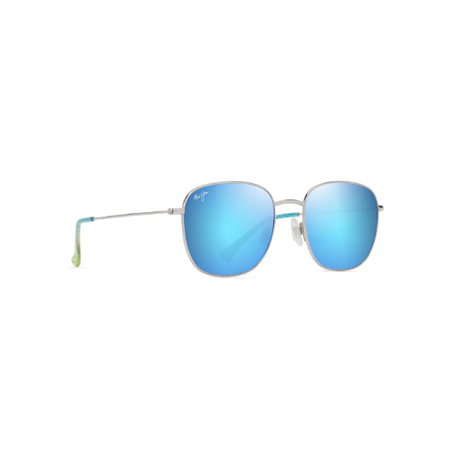 Maui Jim Olali Asian Fit B657-17B Shiny Silver w Blue & Green / Blue Hawaii Polarised Lenses