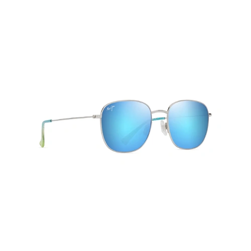 Maui Jim ‘Olali Asian Fit B657-17B Shiny Silver w Blue & Green / Blue Hawaii Polarised Lenses