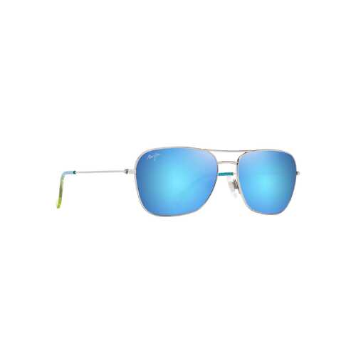 Maui Jim Naauao B675-17B Shiny Silver w Blue & Green / Blue Hawaii Polarised Lenses