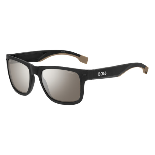 Hugo Boss BOSS 1496/S 087 ZV 55 Matte Black Beige / Silver Mirror Polarised Lenses