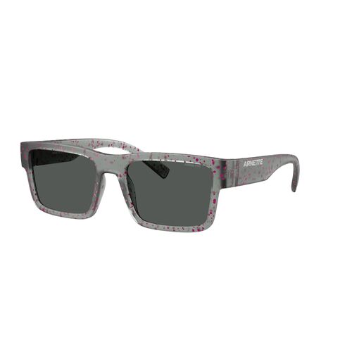 Arnette Omgee AN4344 296987-54 Matte Transparent Grey w Pink Splatter / Dark Grey Lenses