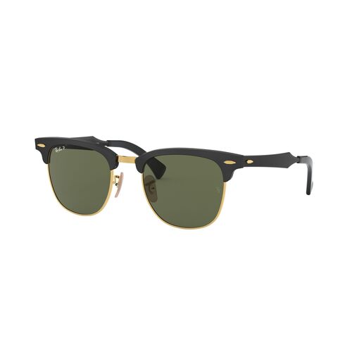 Ray-Ban RB3507 136/N5-51 Clubmaster Aluminum Black On Gold / Green Polarised Lenses