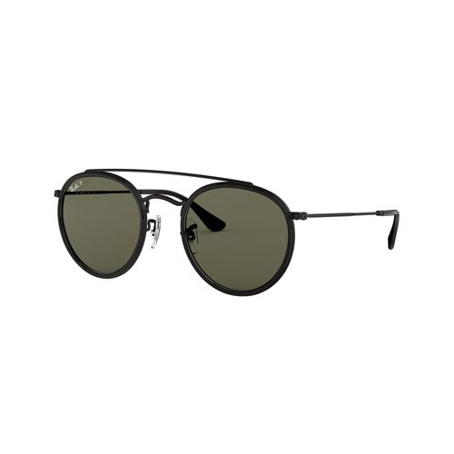 Ray-Ban RB3647N 002/58-51 Round Double Bridge Black / Green Polarised Lenses