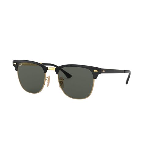 Ray-Ban RB3716 187/58-51 Clubmaster Metal Black On Gold / Green Classic G-15 Polarised Lenses