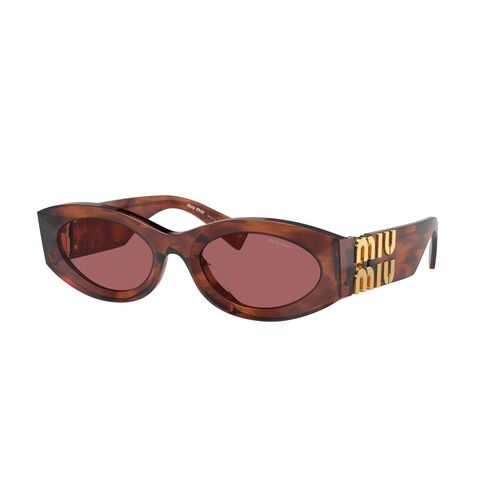 Miu Miu MU11WS 11Q08S-54 Striped Tobacco / Dark Violet Lenses