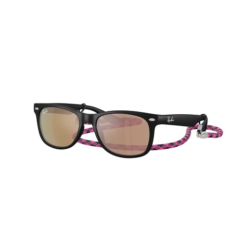 Ray-Ban Junior RJ9052S 70287J-47 New Wayfarer Rubber Black / Orange Mirror Pink Lenses