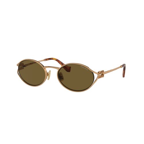 Miu Miu MU52YS 7OE01T-54 Brass Gold / Dark Brown Lenses