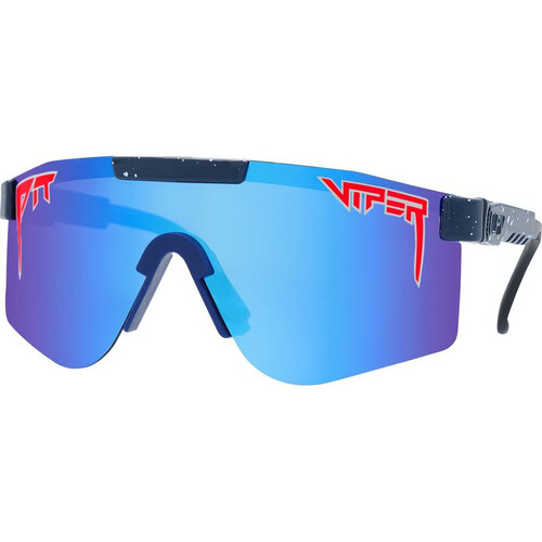 Pit Viper The Basketball Team Double Wide Navy and Red / Blue Mirror Polarised Lenses