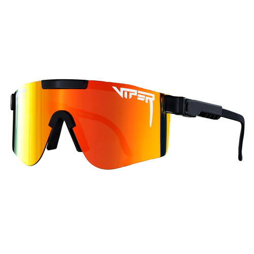 Pit Viper The Mystery Double Wide Black / Red Orange Yellow Revo Polarised Lenses