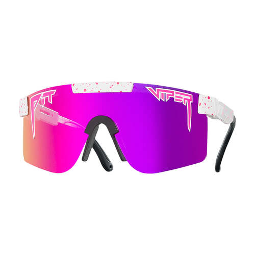 Pit Viper LA Brights Single Wide White Splatter / Purple Mirror Polarised Lenses
