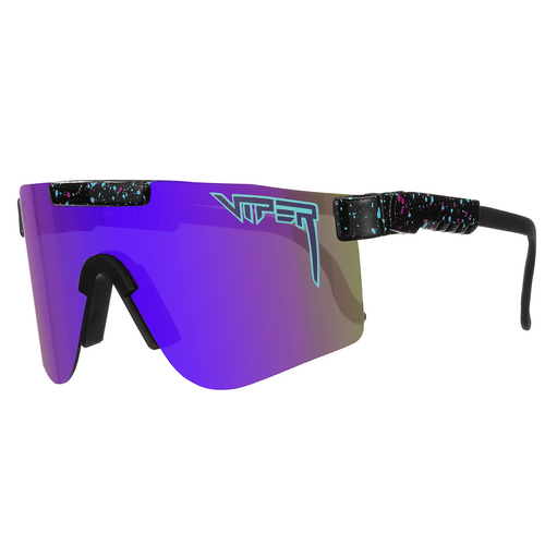 Pit Viper The Night Fall Double Wide Black Pink w Blue Splatter / Purple Revo Polarised Lenses