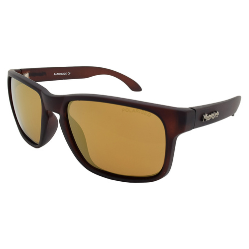 Mangrove Jacks Razorback C6 Matte Crystal Dark Brown / Brown Gold Revo Polarised Lenses