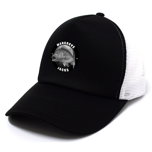 Mangrove Jacks Trucker Cap Black w White Black Logo OSFA