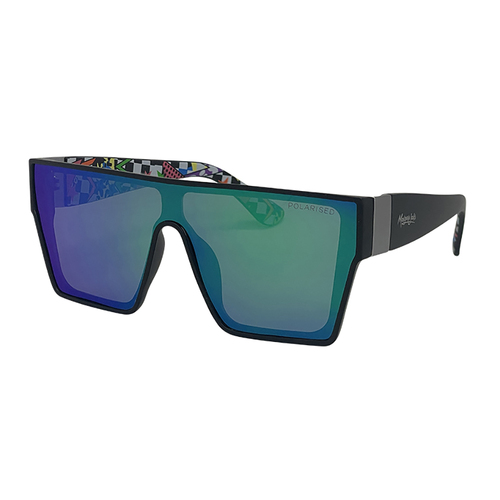 Mangrove Jacks Live and Let Live C11 Matte Black / Green Revo Polarised Lenses