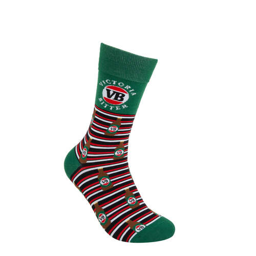 Foot-ies Organic Cotton Novelty Sock Victoria Bitter Stripes Green/Red