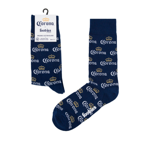 Foot-ies Corona Organic Cotton Socks Corona Logo Navy Size 8 to 13