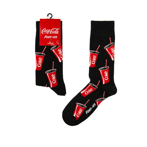 Foot-ies Coca-Cola Organic Cotton Socks Coke Summer Cup Black Size 8 to 13