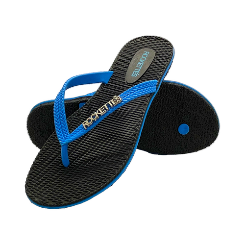 Rockettes Platinum Weave Thongs Black & Blue Available In A Variety Of Sizes